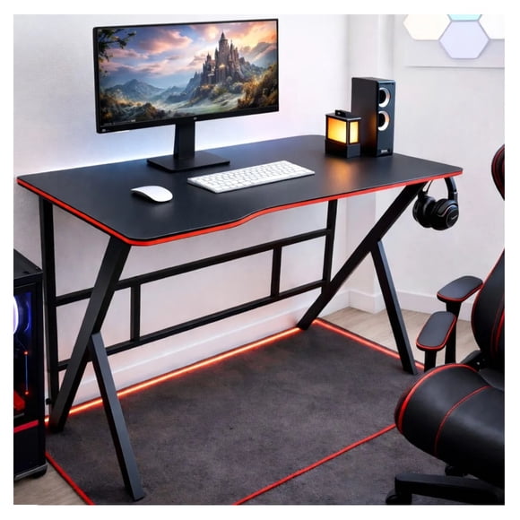 Escritorio Gamer 100x60 Metálico Computador Oficina Estudio Negro