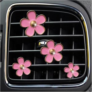Veat00L - Cuatro Clips De Ventilación Decorativos Para Salidas De Aire De Automóviles, Diseño De Apariencia De Flores, Dirección De Conversión De 90 °, Ambientador De Automóviles Para Mujeres Y Niñas