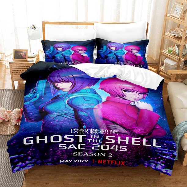 Anime Bed Sheet Ghost In The Shell Bedding Set Single Twin Full Size Bed Set Adult Kid Bedroom Duvet cover Sets Bed Sheets
