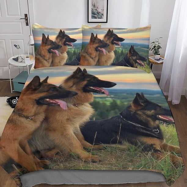 Juego de ropa de cama Entemah con diseño de perro pastor alemán, funda nórdica de microfibra suave con diseño de animales y estampado 3D para niños, adolescentes y adultos, juego de 3 piezas