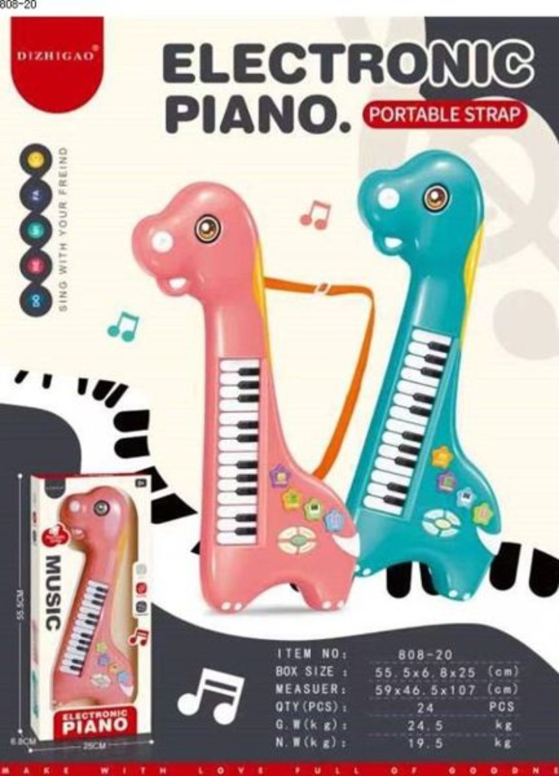 Genérico - Mini Teclado Piano Musical Dinosaurio Interactivo Niños Rosado