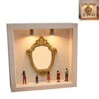 Unbrand - Diy Miniature Silhouette Box, Wood Shadow Box Frame With 5 Figurines & Gold Photo Frame, Custom Memory Gallery Kit, Perfect Keepsake Gifts For Mothers Day, Fathers Day And Weddings