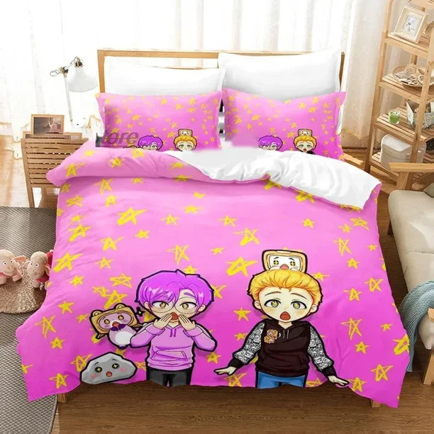 v323 Bed Sheets Cartoon Foxy Boxy Lanky-box Bedding Set Duvet Cover Bedroom Comforter Covers Single Twin King Size Quilt Cover Home 3-Piece Bedding Set (1 Duvet Cover + 2 Pillow Shams) Bed Sheets ju32