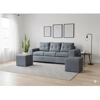 Muebles Cottoni - Sofá 3 Cuerpos + 2 Pouf Lucca Felpa