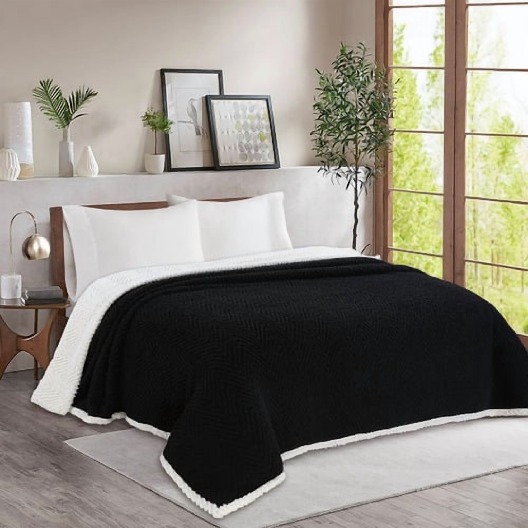 Frazada Andes Chiporro Espiga Negro 1.5 Plaza