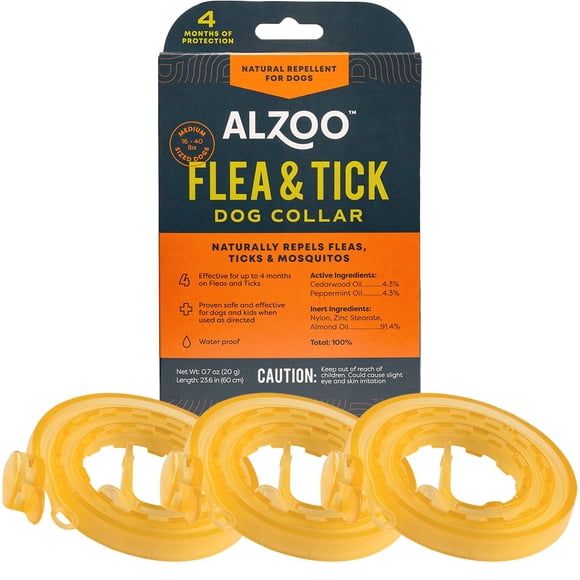 Collar antipulgas y garrapatas ALZOO para perros 60 cm 20 g 4 meses 3 unidades