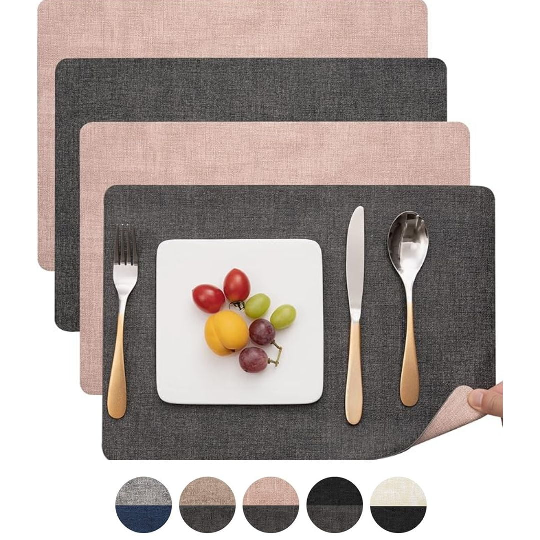 Aura Zeus - Set 4 Individuales Ecocuero Impermeables Antimanchas Reversibles