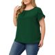 thumbnail image 4 of Agnes Orinda Blusas de Verano para Mujer de Talla Grande con Mangas Cortas Plisadas, Cuello Redondo y Mangas de Tulipán 4X Verde, 4 of 6