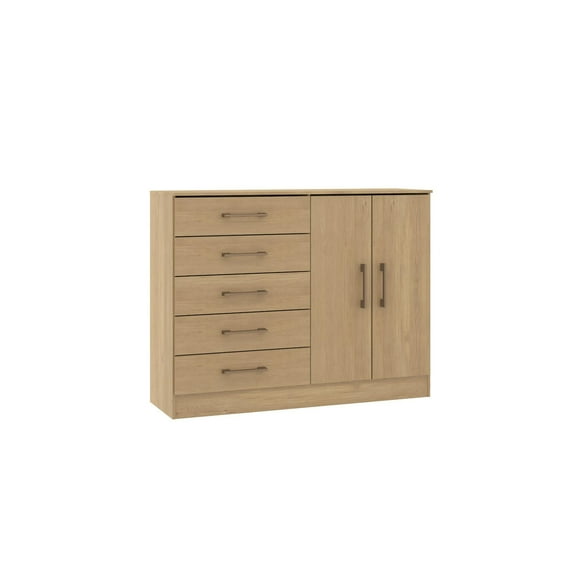 Cómoda Dakar 5 Cajones 2 Puertas Roble