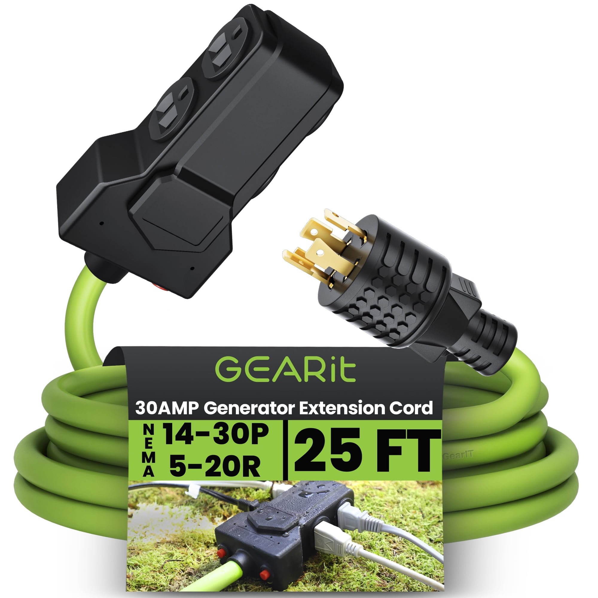 Cable De Alimentación Gearit 30a 125/250v 7.5m Con Enchufe De Seguridad Giratorio