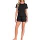 thumbnail image 2 of INSPIRE CHIC Conjuntos de Pijama para Mujer, Camiseta de Manga Corta con Cuello Redondo y Shorts con Volantes, Conjunto de 2 Piezas para Estar en Casa con Bolsillo M Negro, 2 of 6