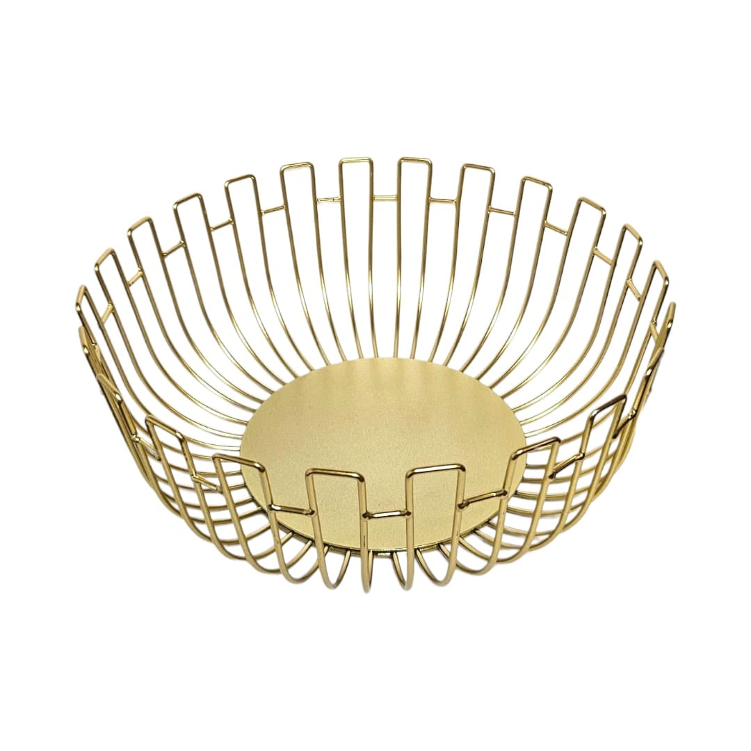 Diorama - Frutero Canasta Centro De Mesa Decorativo Dorado Punta Cuadrada