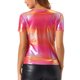 thumbnail image 3 of INSPIRE CHIC Top de Fiesta para Mujer con Cuello en V, Manga Corta, Brillante, Metálico, Talla S, Rosa, 3 of 6