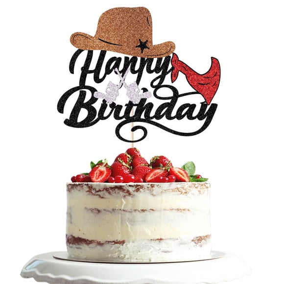Decoración para tartas Dxsdgetue Cowboy para fiesta de feliz cumpleaños