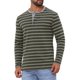 thumbnail image 5 of Camisetas Henley de Manga Larga a Rayas de Colores Contrastantes para Hombre 2XL Verde Oscuro, 5 of 6