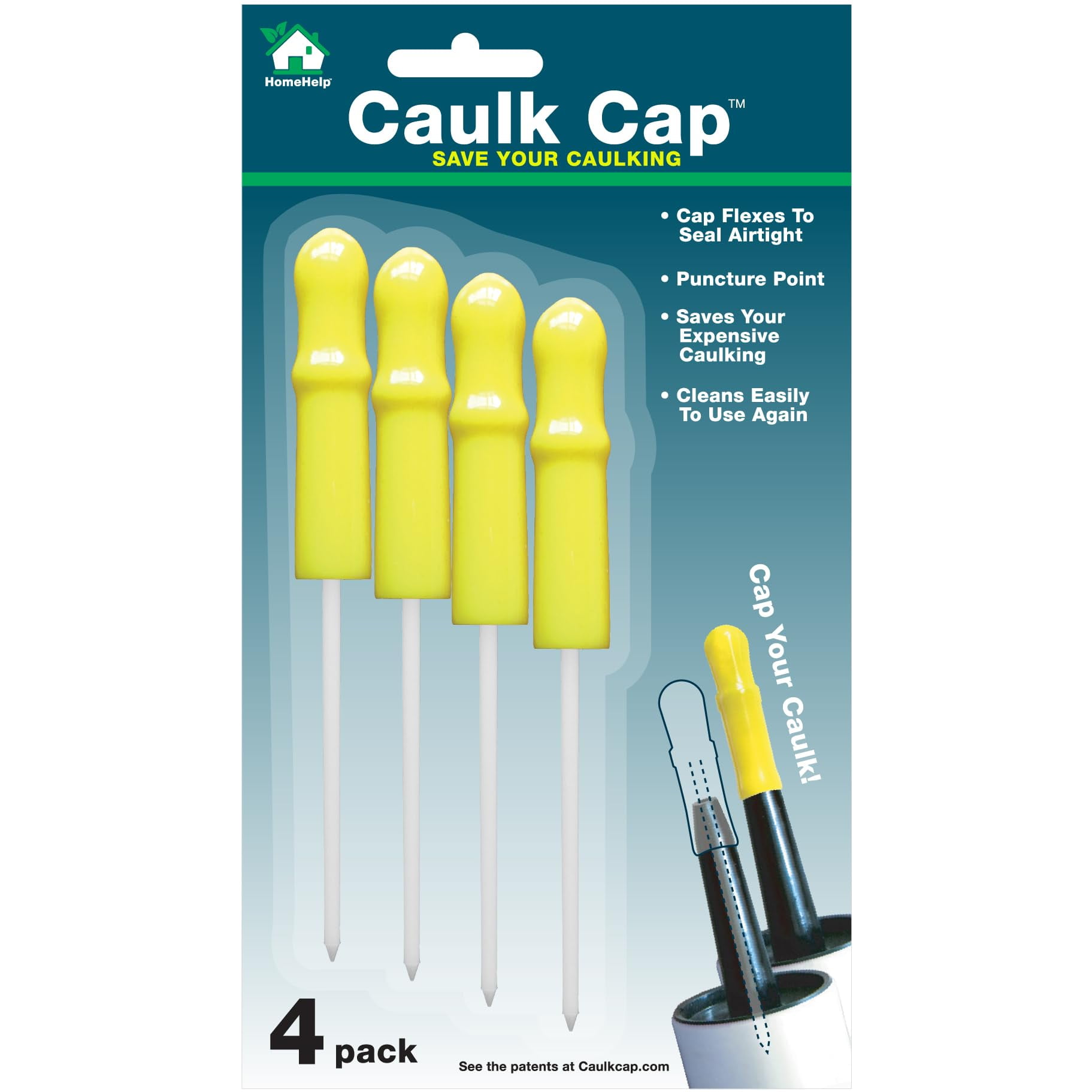 Caulk Cap Ccy Conservador De Sellador, 4 Unidades, Reutilizable