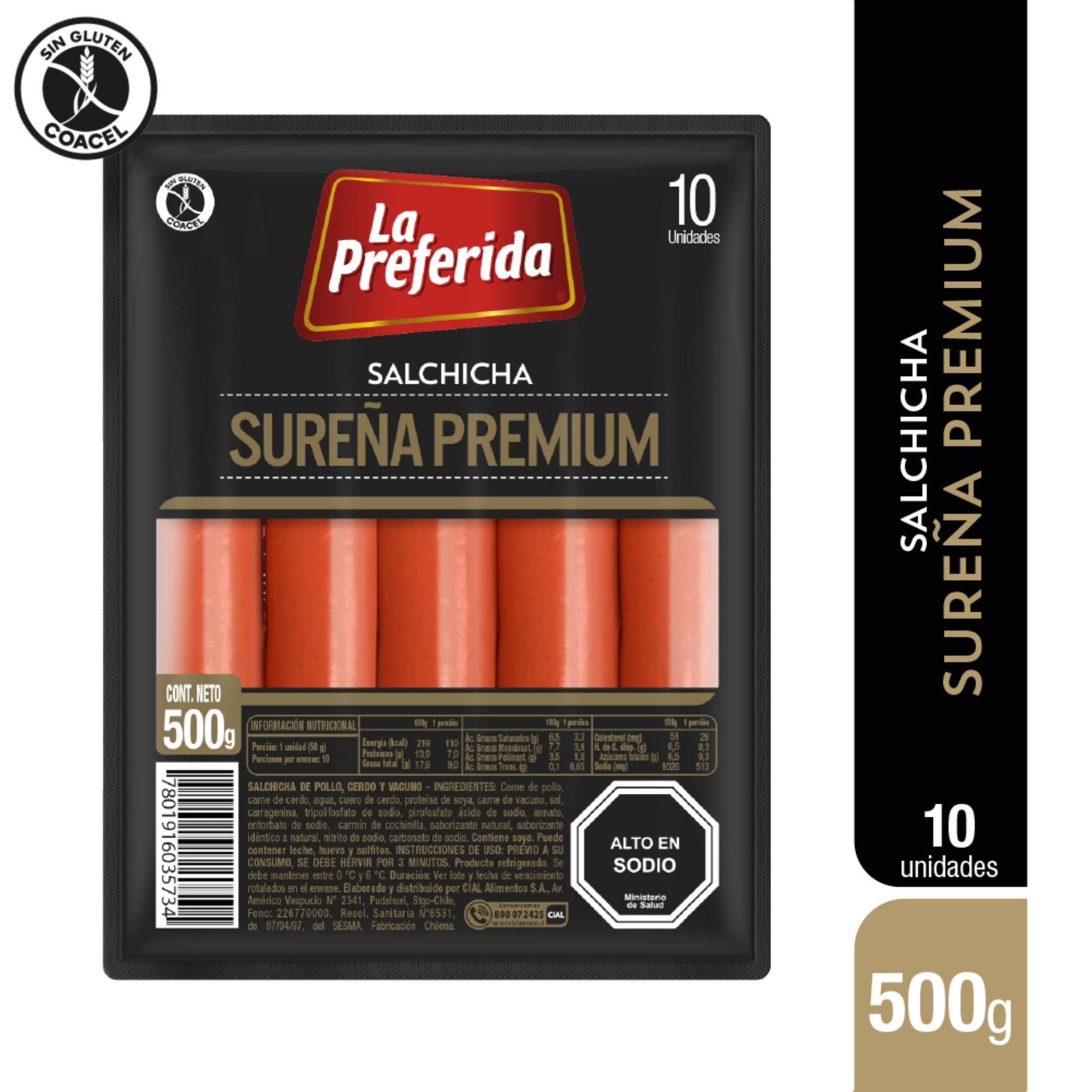 Salchicha Sureña Bolsa 10 Un 500 g La Preferida