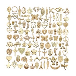 Magideal - 200 Piezas Colgantes Abalorios Surtidos Aleación Para Pulsera Collares Pendientes Manualidades Diseño Retro Adecuado Para Mujeres Artesanía Regalos Oro
