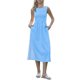 thumbnail image 1 of INSPIRE CHIC Vestido de línea A a cuadros para mujer con nido de abeja sin mangas, cuello redondo, vestido midi fluido de verano con bolsillos M Azul Blanco, 1 of 6