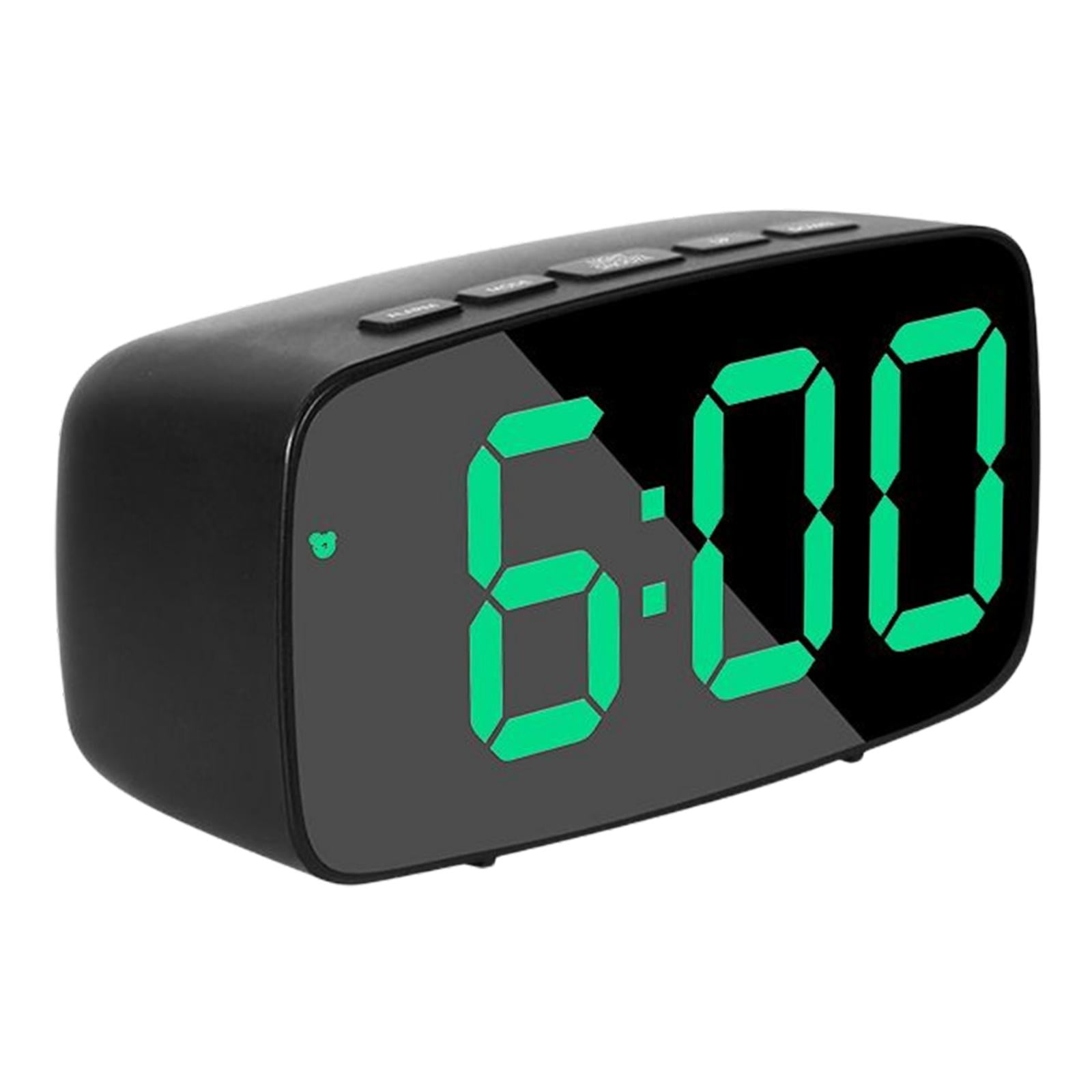 Magideal - Reloj Despertador Led Digital Batería De Espejo / Escritorio Moderno Enchufable Brillo De 2 Niveles Snooze Reloj De Pantalla Para Dormitorio Hogar Luz Verde