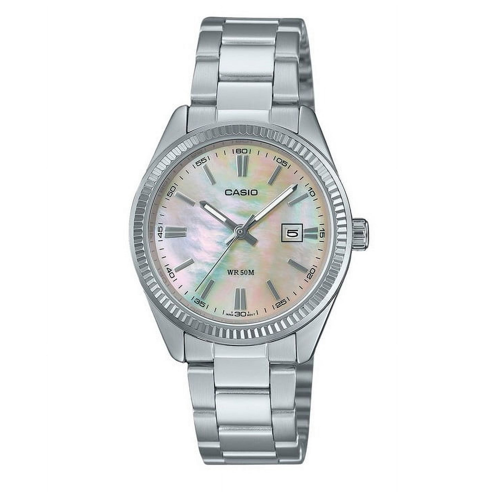 Reloj Analógico Casio Ltp-1302ds-4av Acero Inoxidable Nácar Mujer