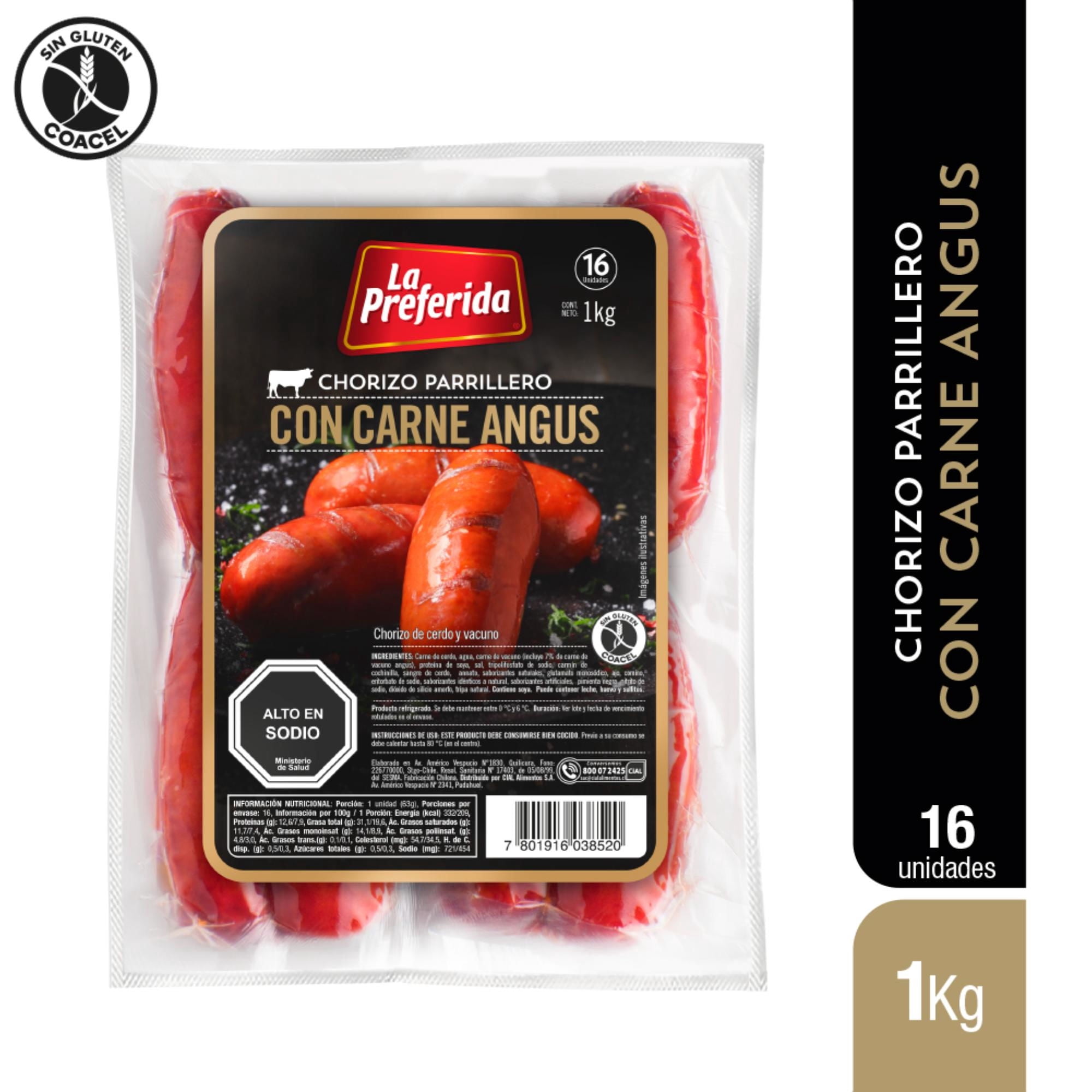 Chorizo Angus 16 Un 1 kg La Preferida