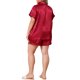 thumbnail image 5 of Agnes Orinda Conjunto de Pijama de Satén para Mujer Talla Grande 2 Piezas Cuello con Solapa Botones Camiseta de Manga Corta y Pantalones Cortos con Puños Ropa de Dormir Brillante y Sedosa 2X Rojo, 5 of 8