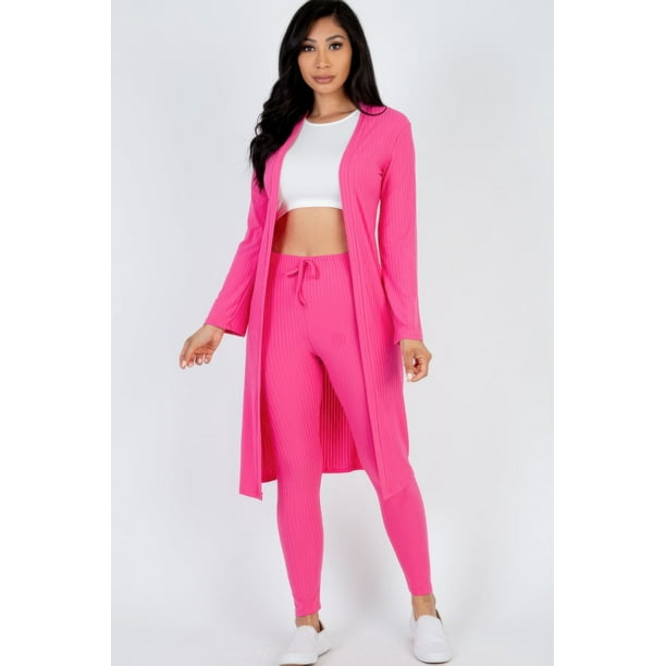 Conjunto de Cárdigan Largo y Leggings de Canalé