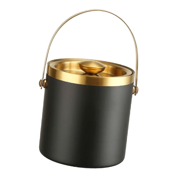Cubo de hielo, cubo de refrigeración portátil para mantener el hielo enfriado durante más tiempo, cubo de vino, contenedor de hielo para cócteles de c 3L Negro