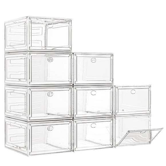 Organizador de cajas para zapatos con 7 códigos, grande, transparente, apilable, paquete de 9