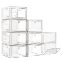 7 Code - Organizador De Cajas Para Zapatos Con 7 Códigos, Grande, Transparente, Apilable, Paquete De 9