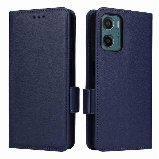 Funda Cartera para Motorola MOTO E15 4G Tapa Flip con Ranuras y Soporte Azul