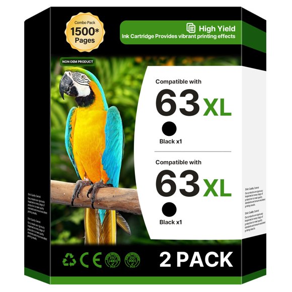 Cartucho De Tinta 63xl Negro Paquete De 2 Alto Rendimiento