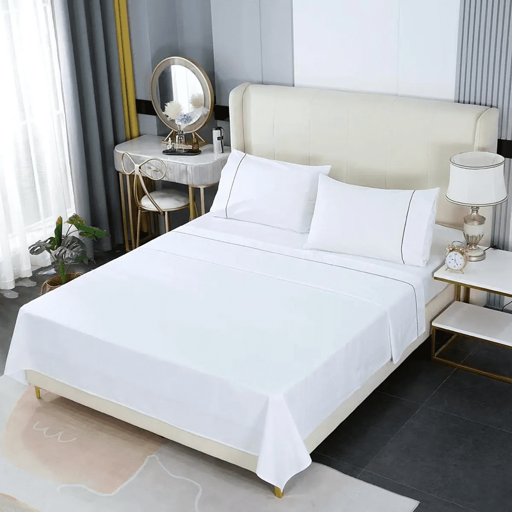 Genérico - Juego Sabana 100% Algodon 200 Hilos 2 Plazas 4 Piezas