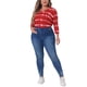 thumbnail image 4 of Agnes Orinda Blusas Casuales de Talla Grande para Mujer, Tops de Colegio con Rayas de Tie Dye, Cuello en V, Mangas 3/4, Túnica, 1X Rojo, 4 of 8