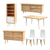 Magideal - 6 Piezas 1/12 Muebles De Silla Mesa Mini Modelo Comedor Armarios Micro Paisaje Ornamento Simulación Decoraciones