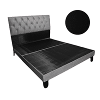 Mueblart - Base De Cama Con Respaldo A Piso King Negro Lino