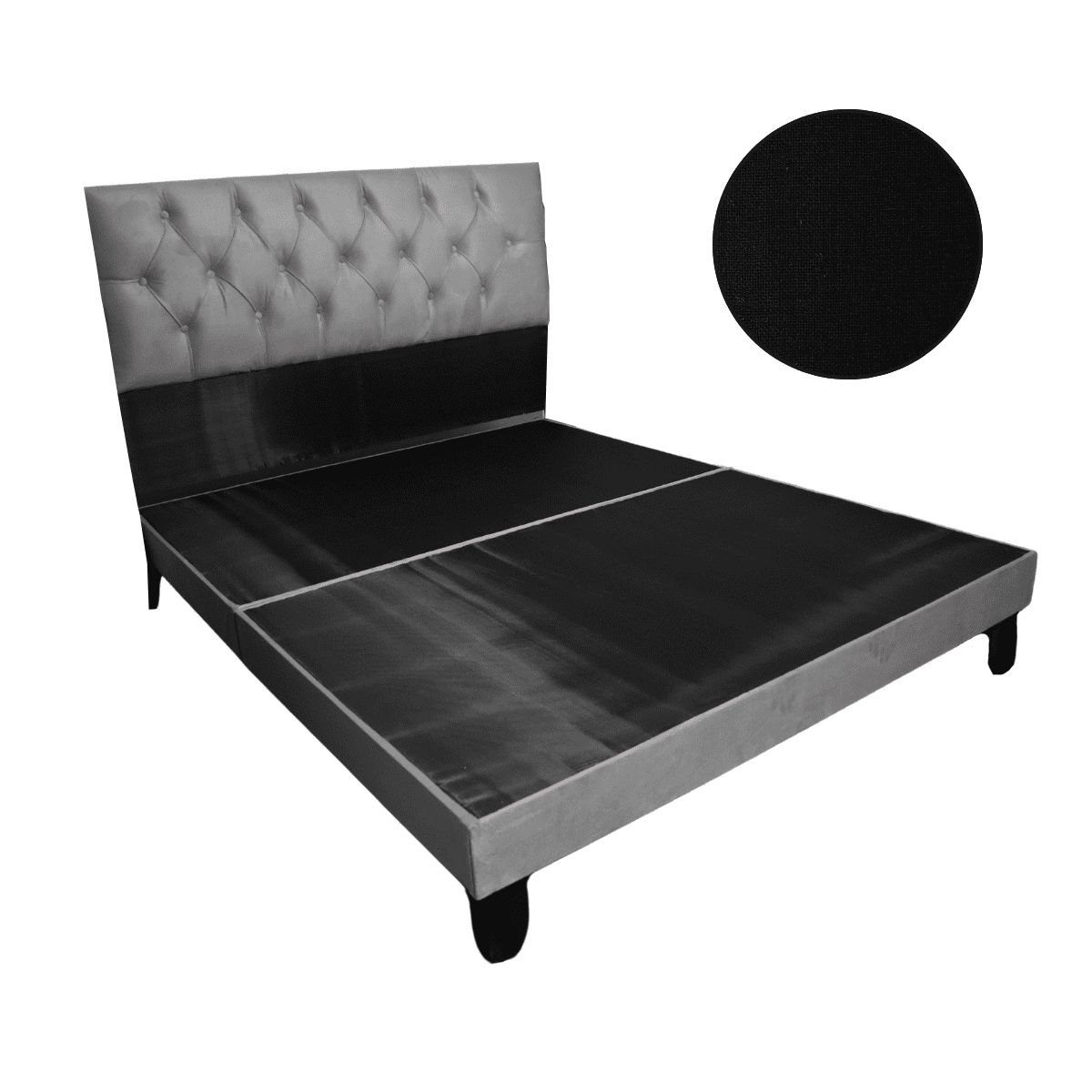 Mueblart - Base De Cama Con Respaldo A Piso King Negro Lino