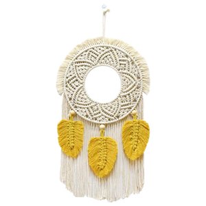 Magideal - Tapiz Para Colgar En De Macramé, Decoración Tejida, Adorno Decorativo Hecho De Boho, Artesanía, Borla Bohemia Para Decoración Amarillo