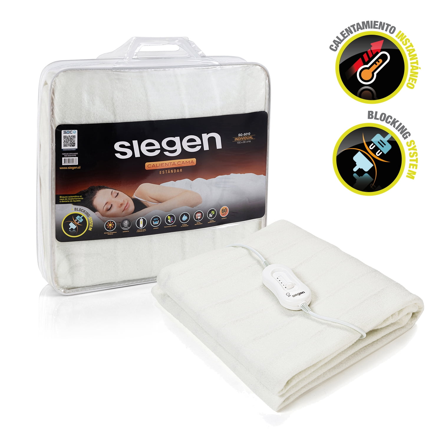 Siegen - Calienta Cama Sg-5010 1 Plaza Blanco