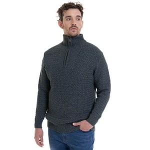 Truval - Sweater Medio Cierre Verde Melange