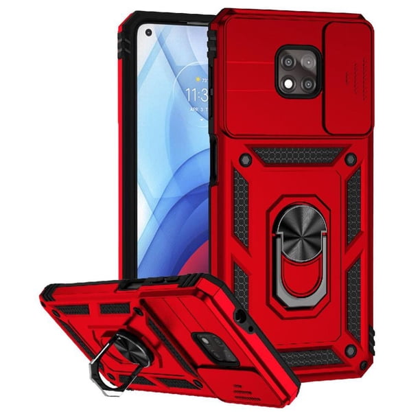 Funda Resistente Anillo Soporte Motorola Moto G Power 2021 Privacidad Cámara Montaje Magnético Rojo