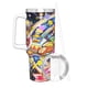 thumbnail image 3 of Kirby Vaso aislado de acero inoxidable con asa, diseño temático, regalo para familia, amigos y fans; incluye pajita y encaja en el portavasos estándar, 40 oz, 3 of 6