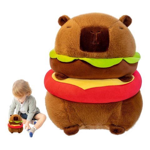 Genérico - Peluche Capibara Hamburguesa Café Suave Y Esponjoso 20Cm