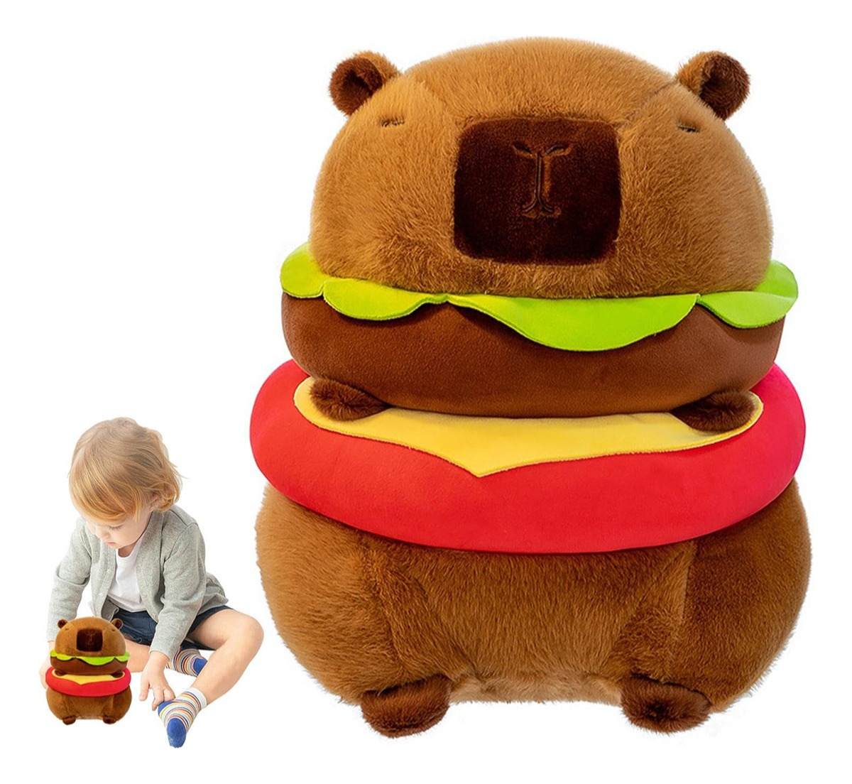Genérico - Peluche Capibara Hamburguesa Café Suave Y Esponjoso 20Cm