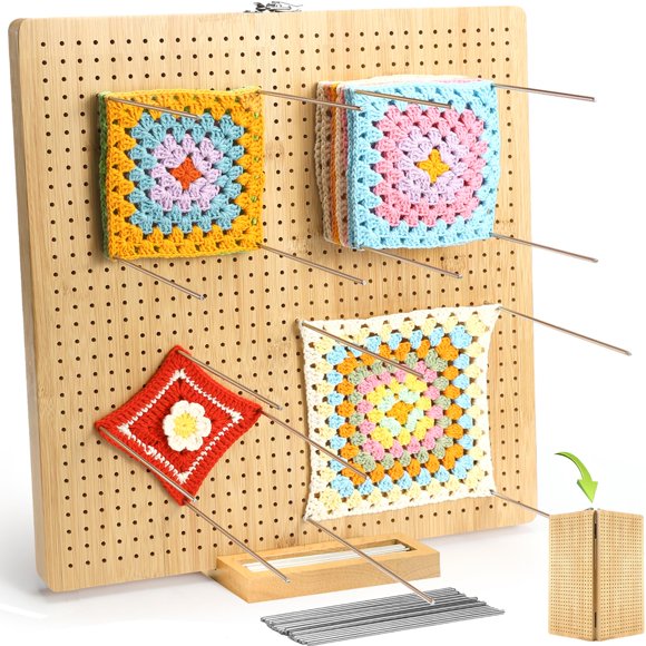 Tablero de Bloqueo de Crochet Aulin 39 cm Plegable con 35 Pasadores