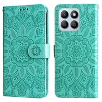 Funda Tipo Cartera Foxdock Para Honor X8B , Diseño Girasol En Relieve, Cuero Pu, Cierre Magnético, Soporte Y Tarjetero