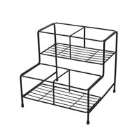 Magideal - Estante De Exhibición De Jarabe De Café, Organizador De Condimentos, Estante De Almacenamiento De Metal, Estante De Vino Para Bar, Estante De Especias 4 Rejillas