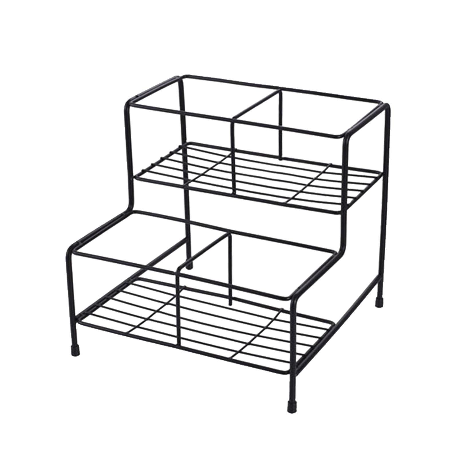 Magideal - Estante De Exhibición De Jarabe De Café, Organizador De Condimentos, Estante De Almacenamiento De Metal, Estante De Vino Para Bar, Estante De Especias 4 Rejillas