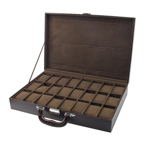 Ioensy - Caja De Reloj Con 24 Ranuras Para Hombre, Vitrina Organizadora, Soporte De Almacenamiento De Joyería